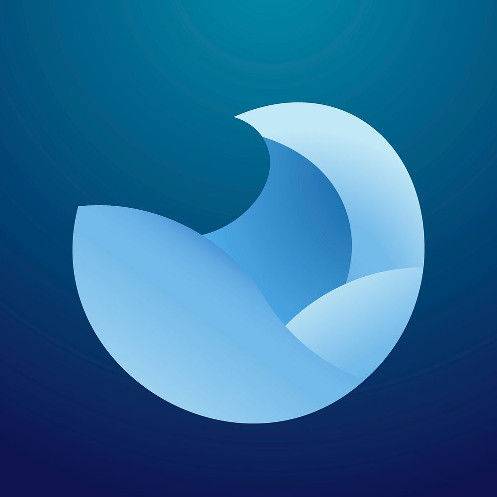 Swirl beach wave clipart, water illustration in blue gradient design
