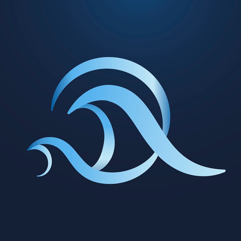 Ocean wave clipart, animated water graphic in blue gradient design
