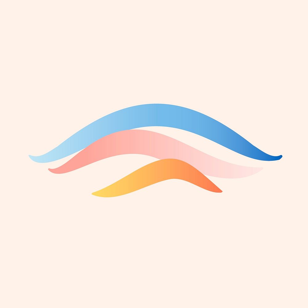 Ocean wave clipart, animated water graphic in colorful pastel design