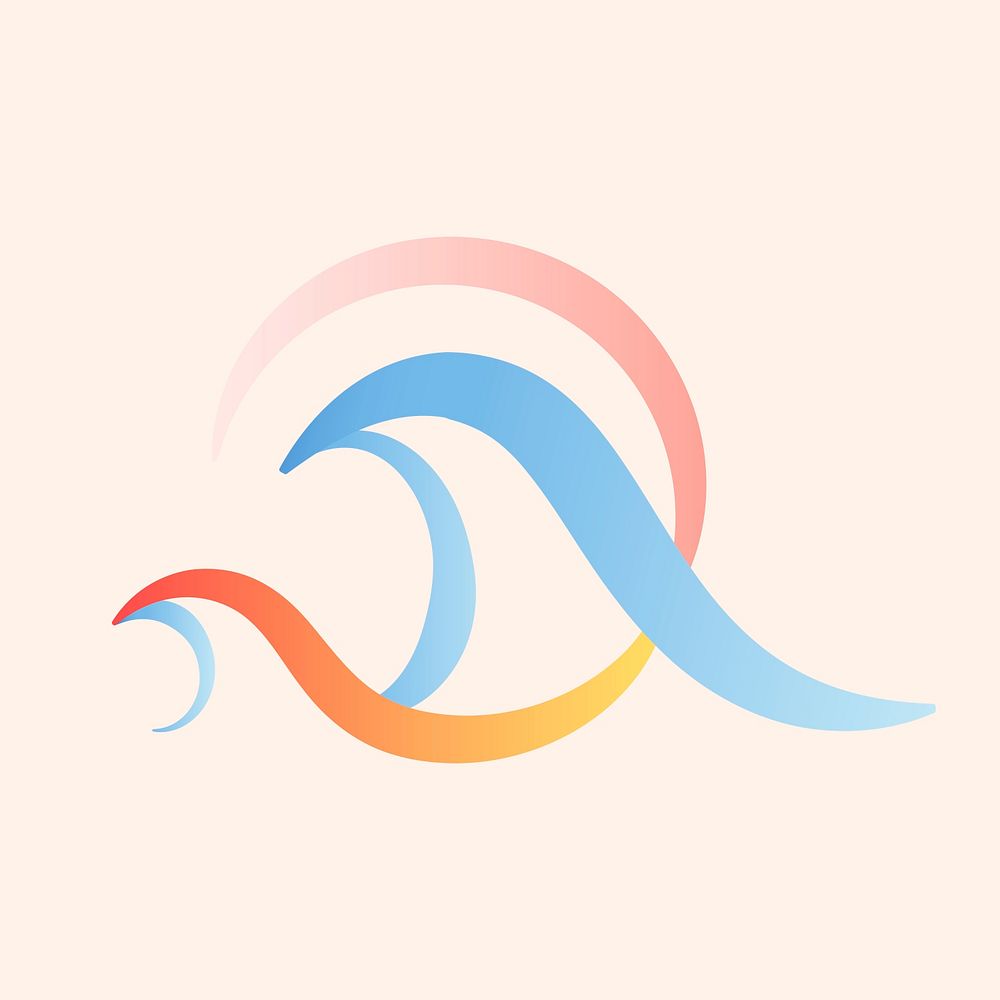 Beach wave logo element, creative water graphic for business psd