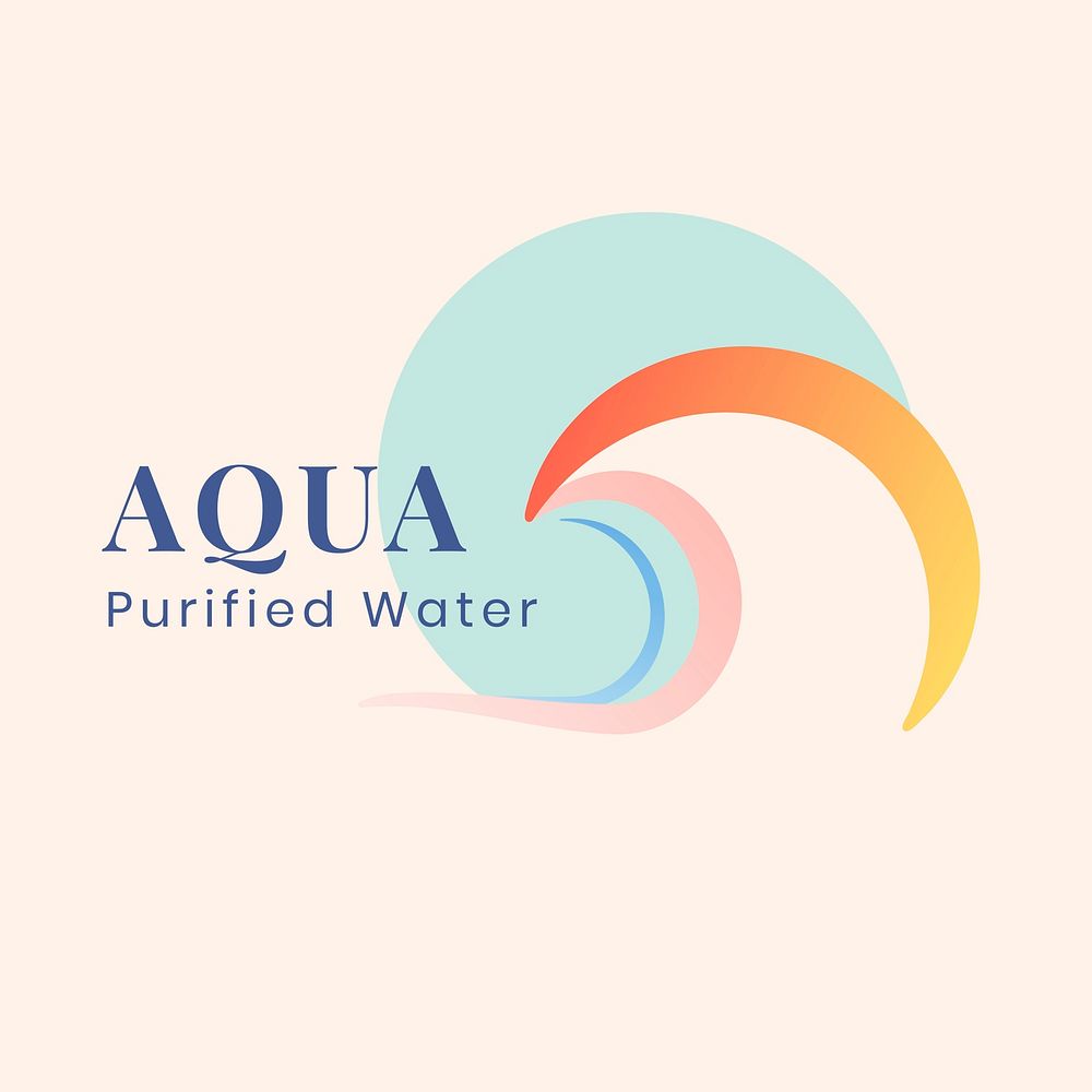 Aqua business logo template, water company, creative pastel flat design vector