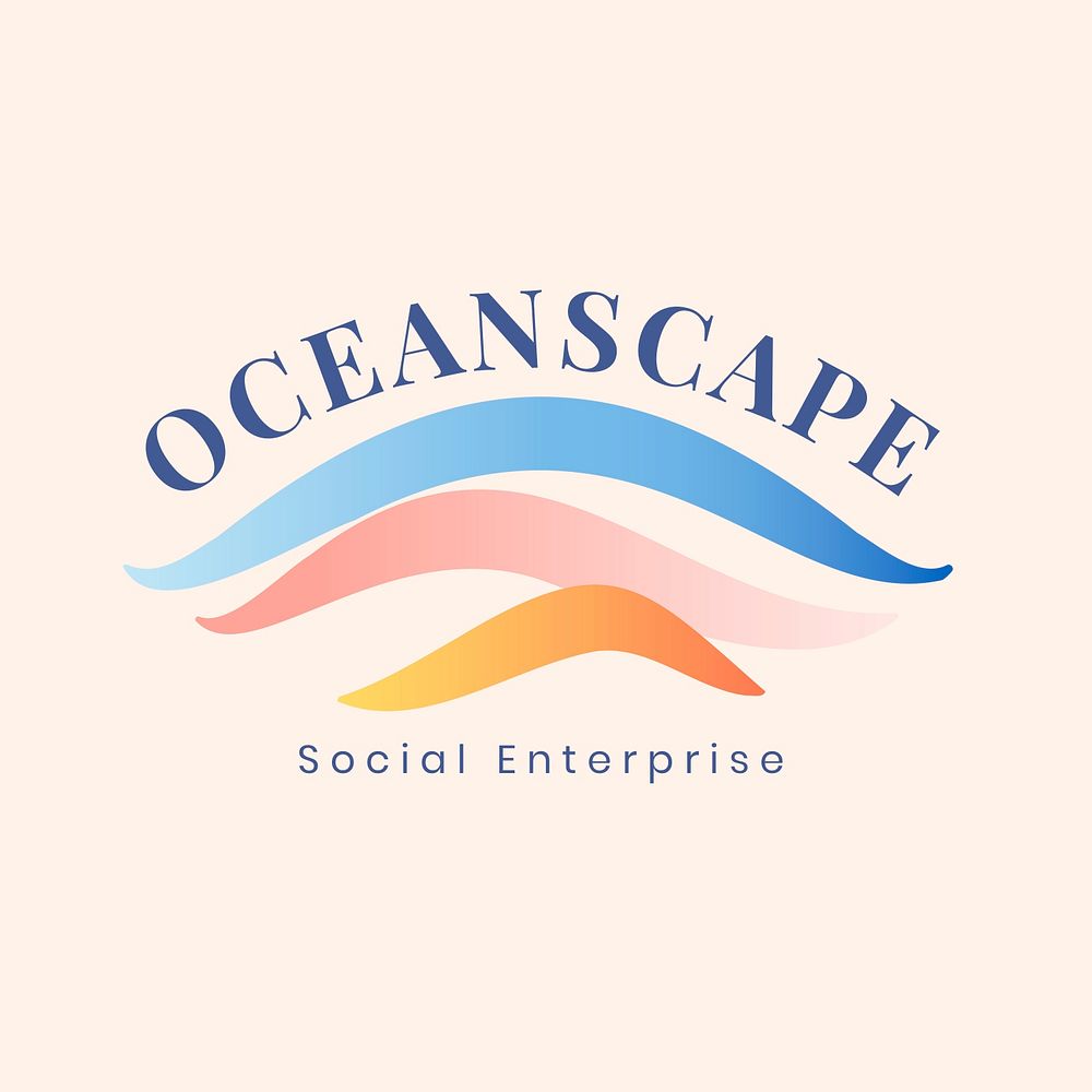 Aesthetic ocean logo template, creative water illustration for business psd