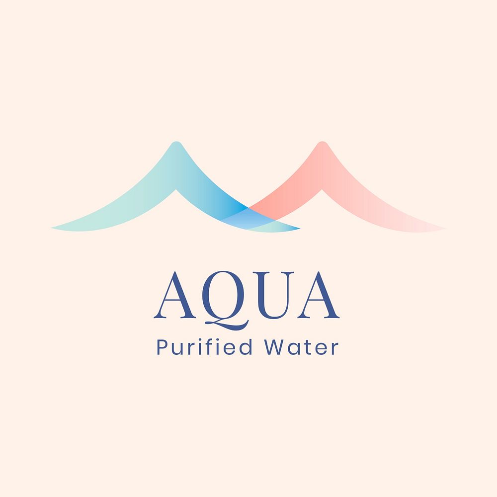 Aqua business logo template, water company, creative pastel flat design psd
