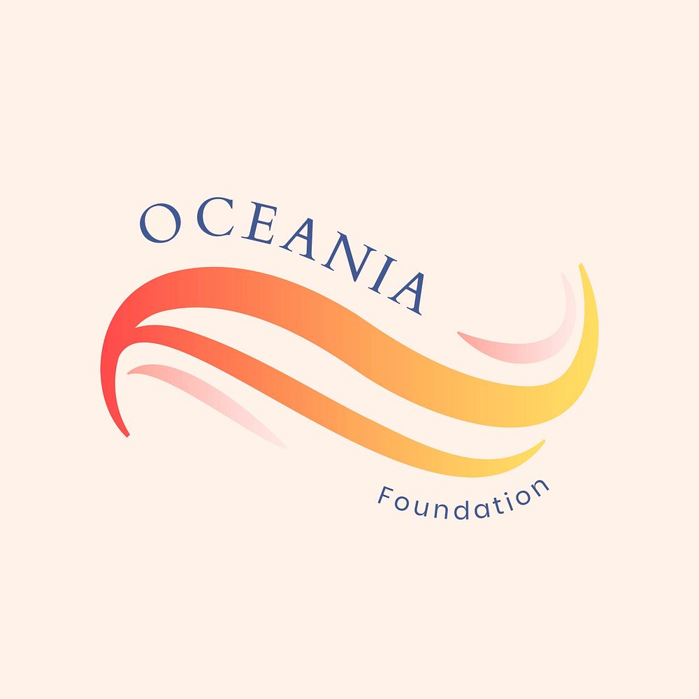 Ocean wave logo template, foundation business, animated graphic psd