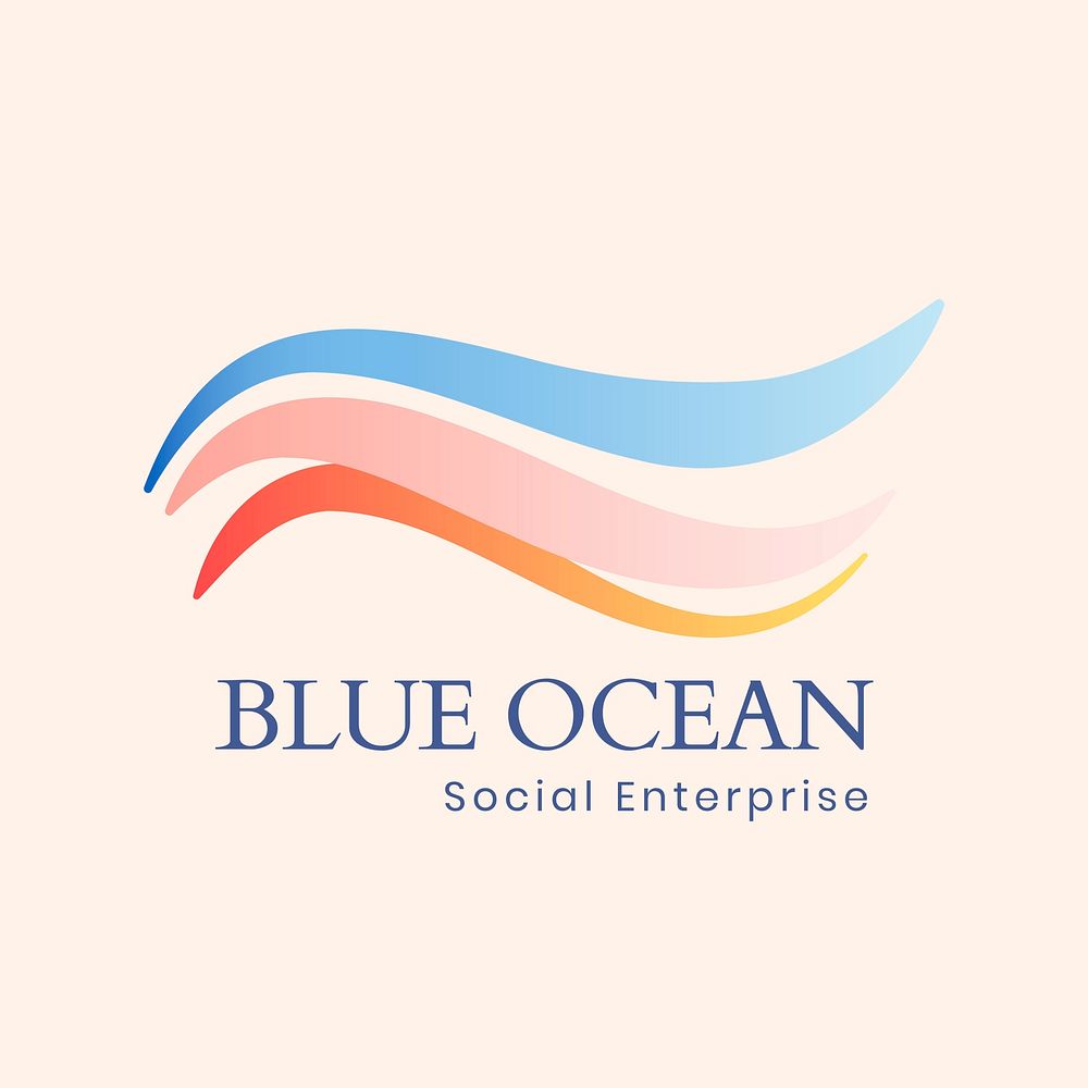 Aesthetic ocean logo template, creative water illustration for business vector