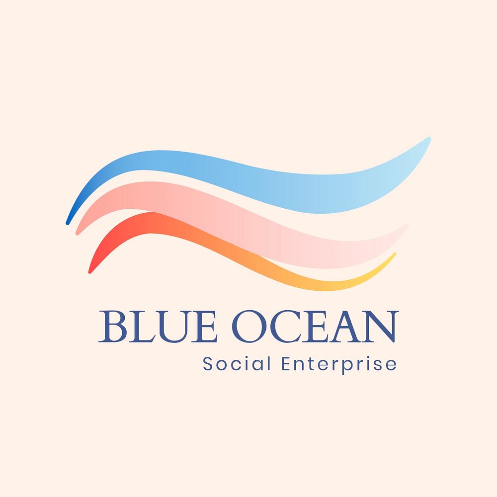 Aesthetic ocean logo template, creative water illustration for business psd