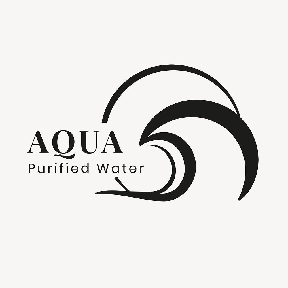 Aqua business logo template, water company, creative black flat design psd