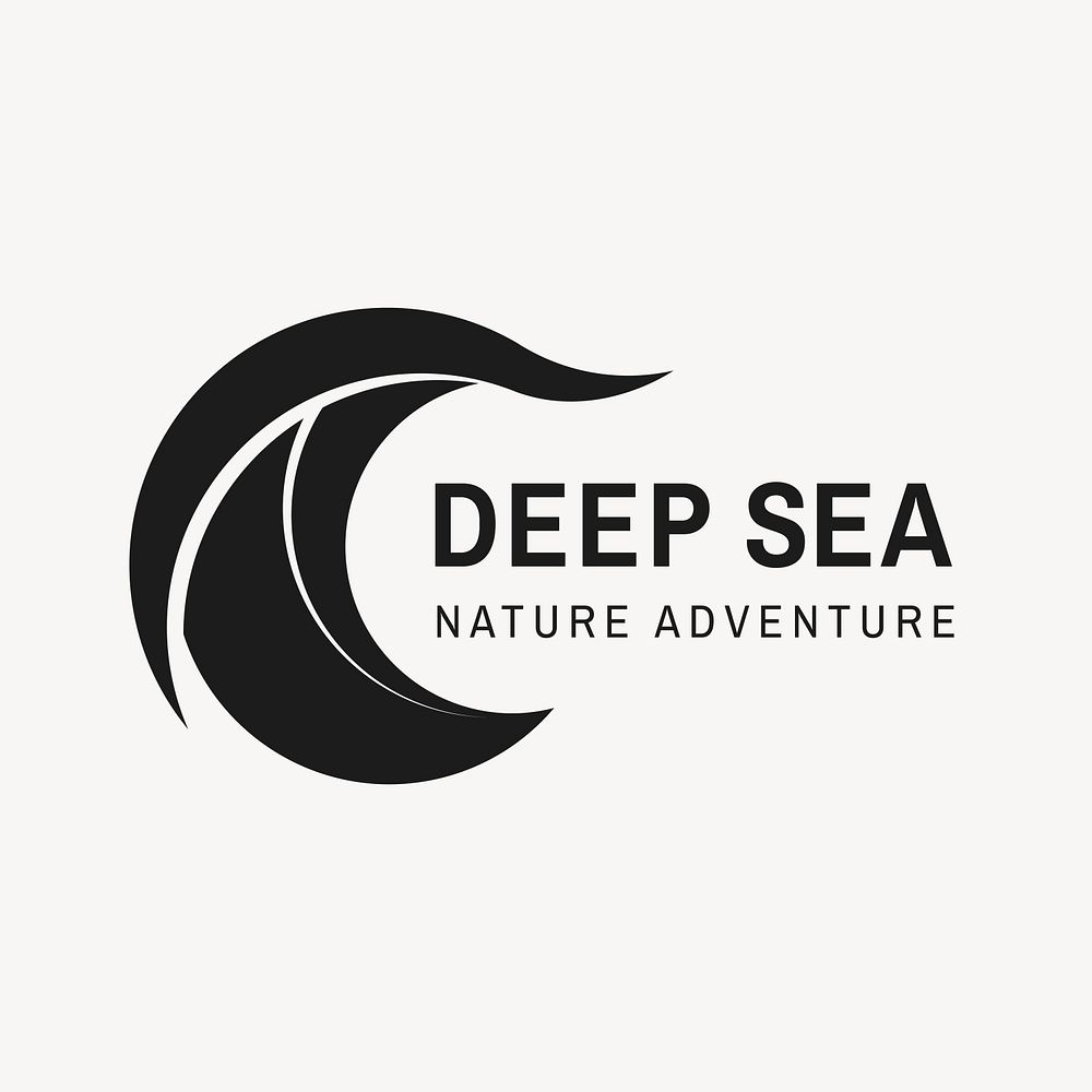 Deep sea wave business logo, modern water clipart in flat design