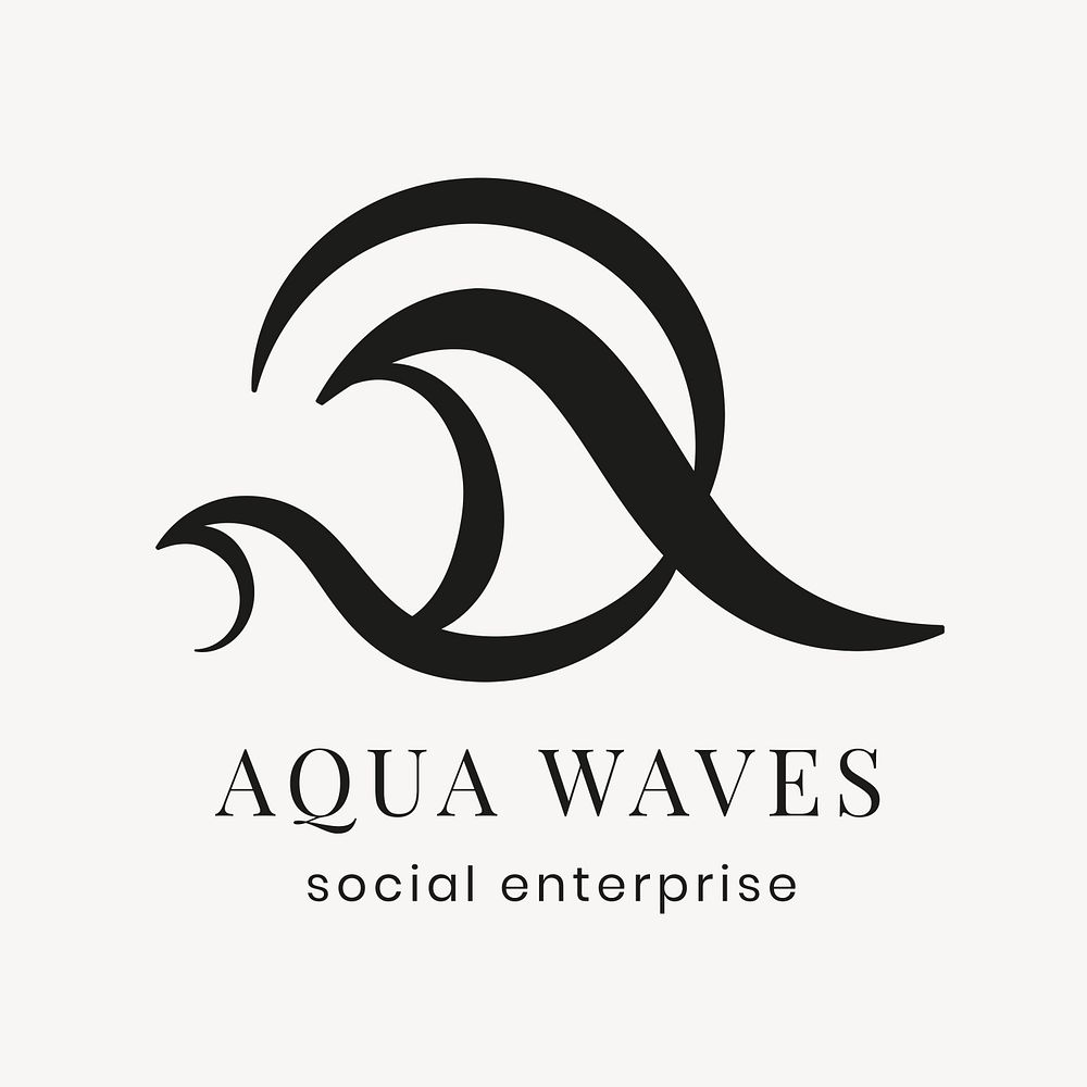 Aqua business logo template, professional creative black flat design psd