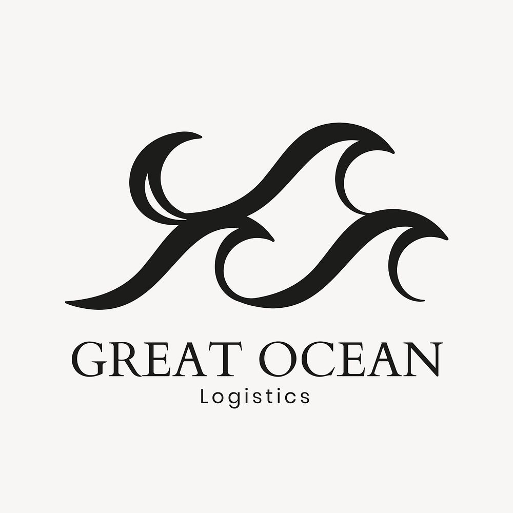 Ocean wave logo template, water business, professional branding psd