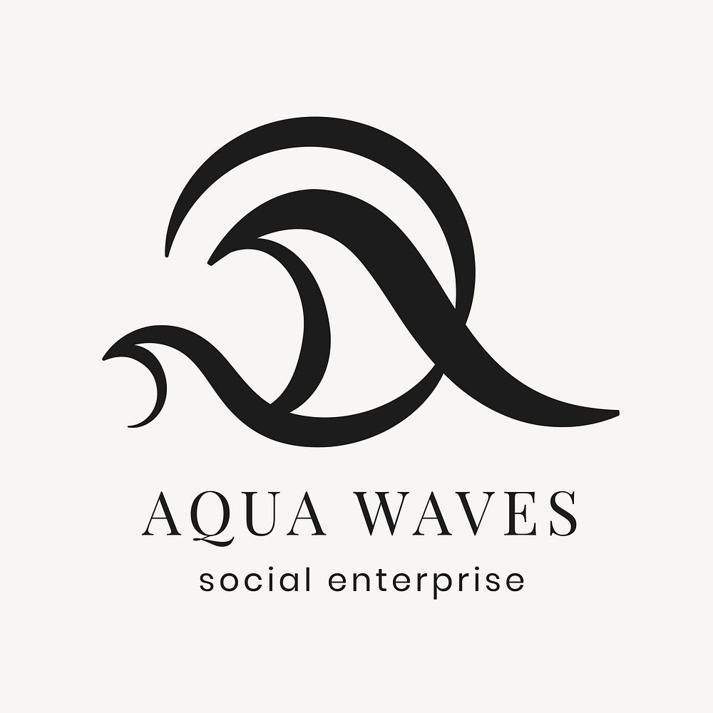 Aqua business logo template, professional creative black flat design vector