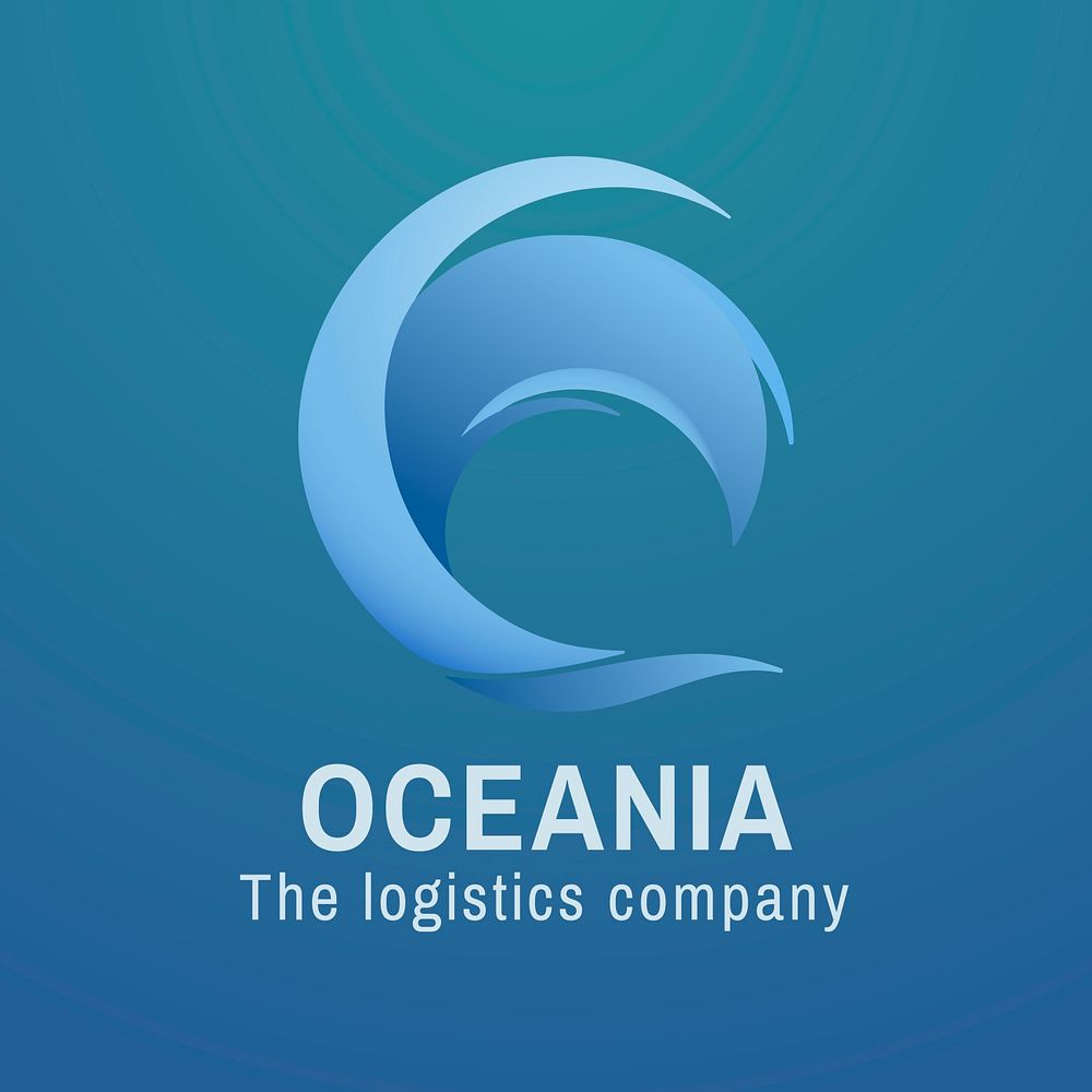 Oceania sea wave business logo, modern water clipart in blue flat design