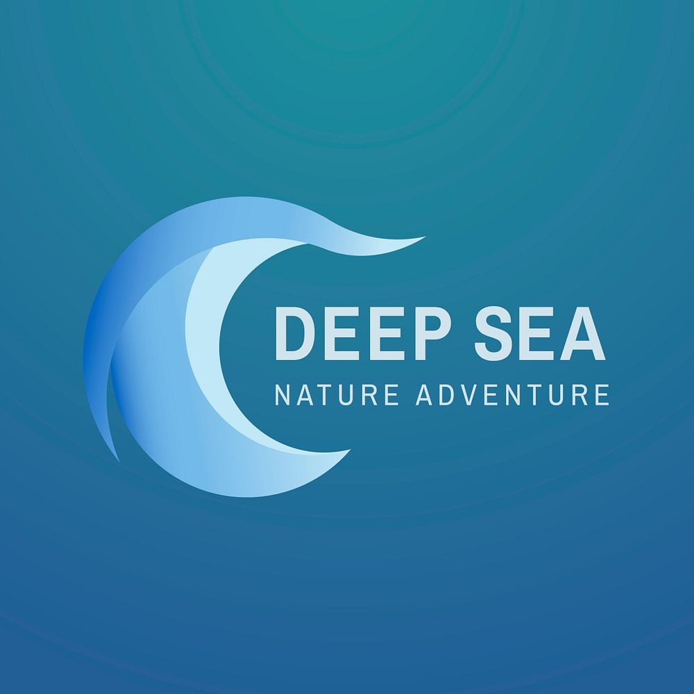 Sea wave logo template, travel business, animated graphic psd