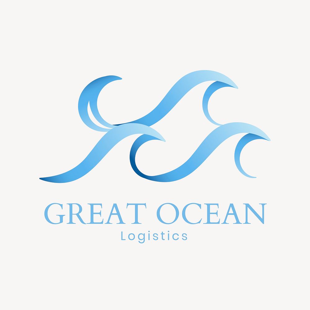 Ocean wave logo template, water business, animated graphic vector