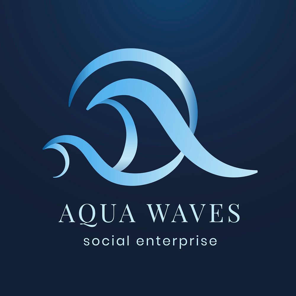 Aqua business logo template, professional creative blue flat design psd