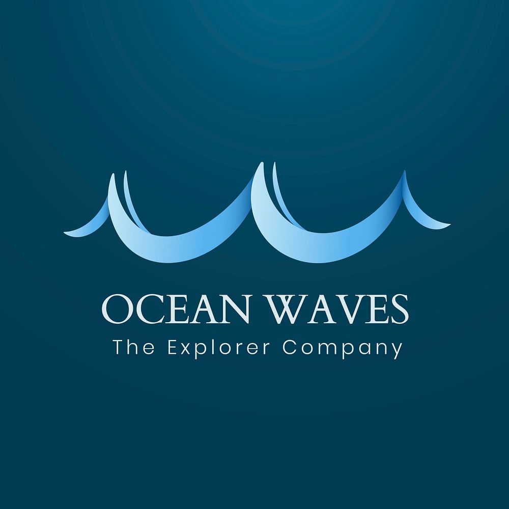 Ocean wave logo template, travel business, animated water graphic vector