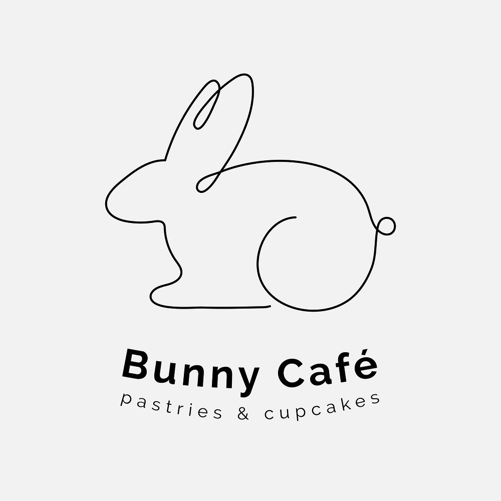 Bunny cafe logo, line art illustration