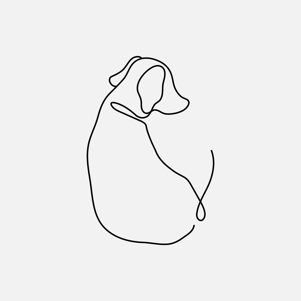 Dog logo element, line art animal illustration psd