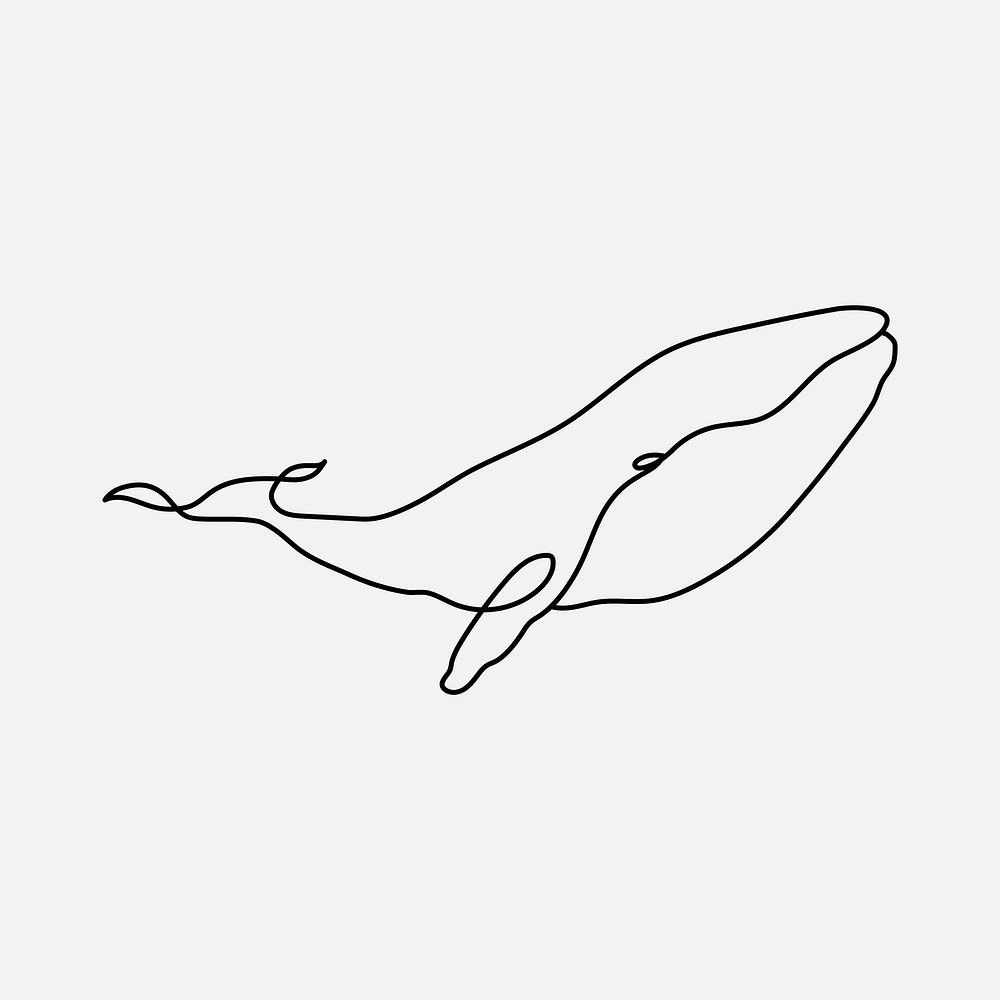 Whale logo element, line art animal illustration vector