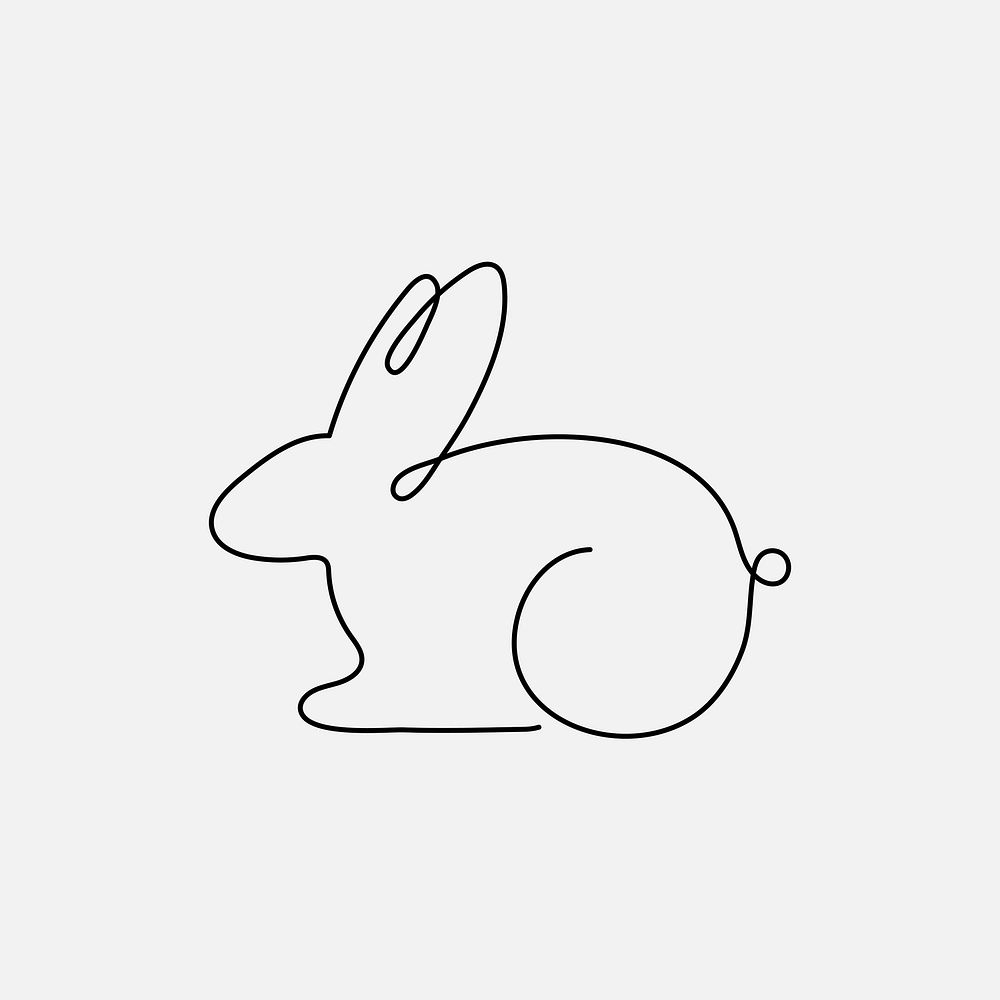 Rabbit logo element, line art animal illustration vector