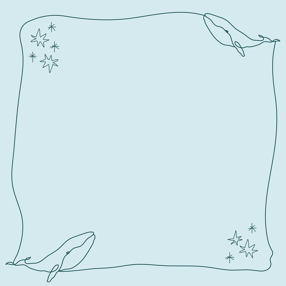 Blue whale frame, ocean background design 