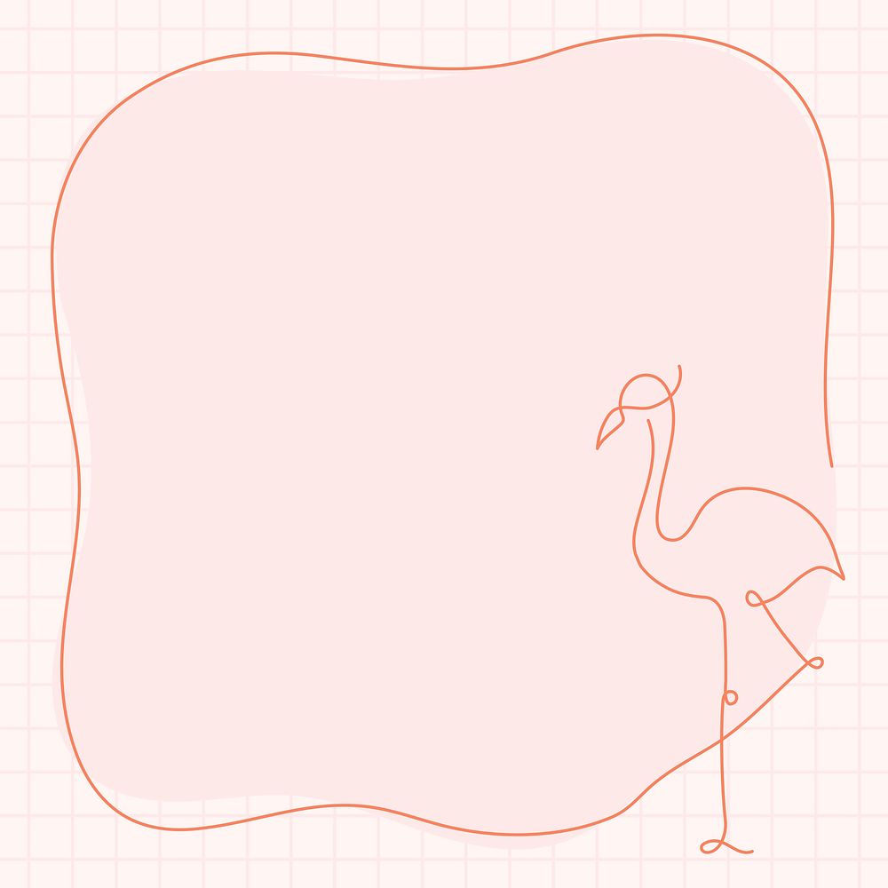 Flamingo frame, pink background line art design