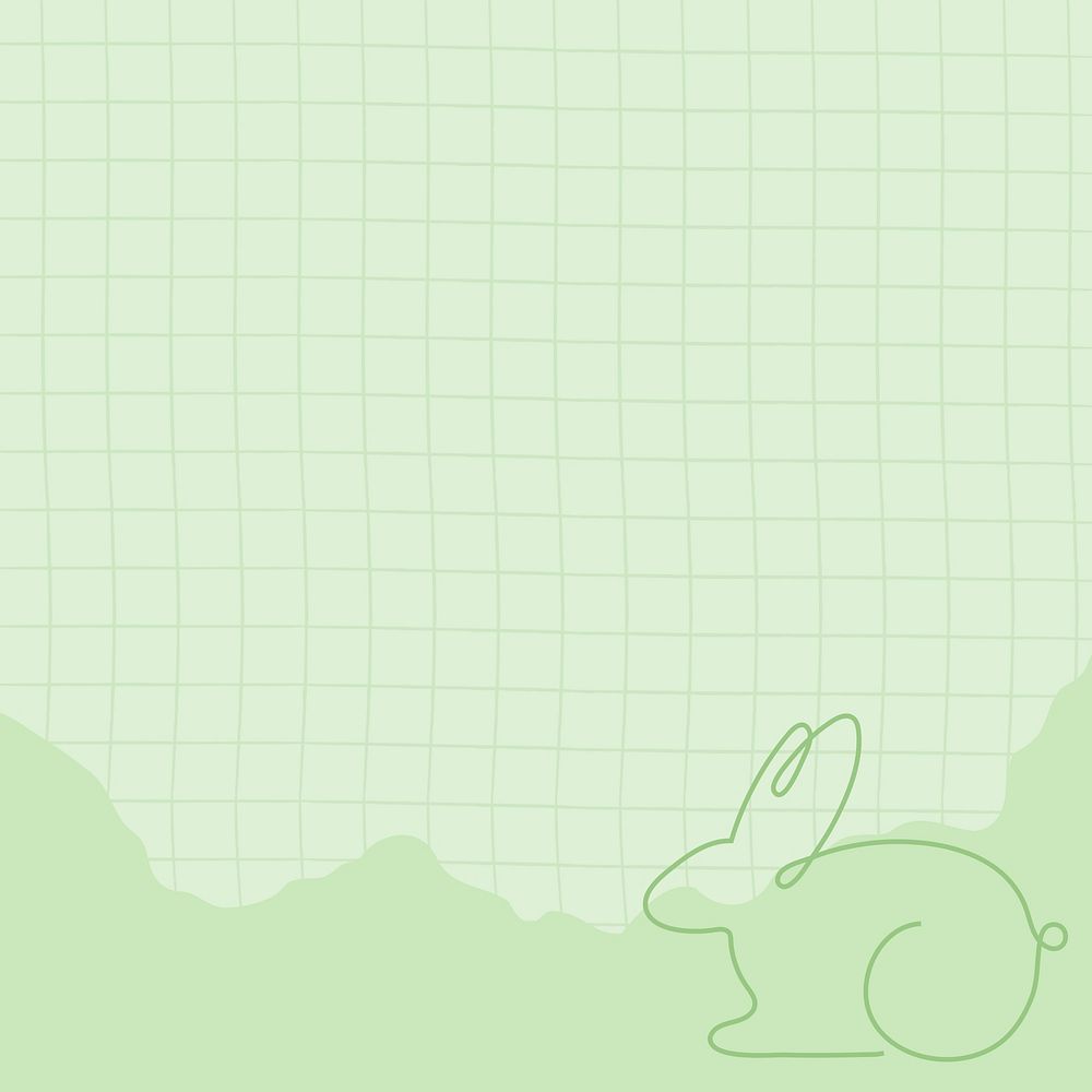 Easter background, green line art bunny design