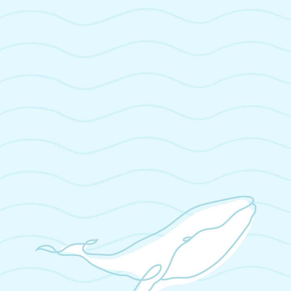 Ocean background, line art whale design