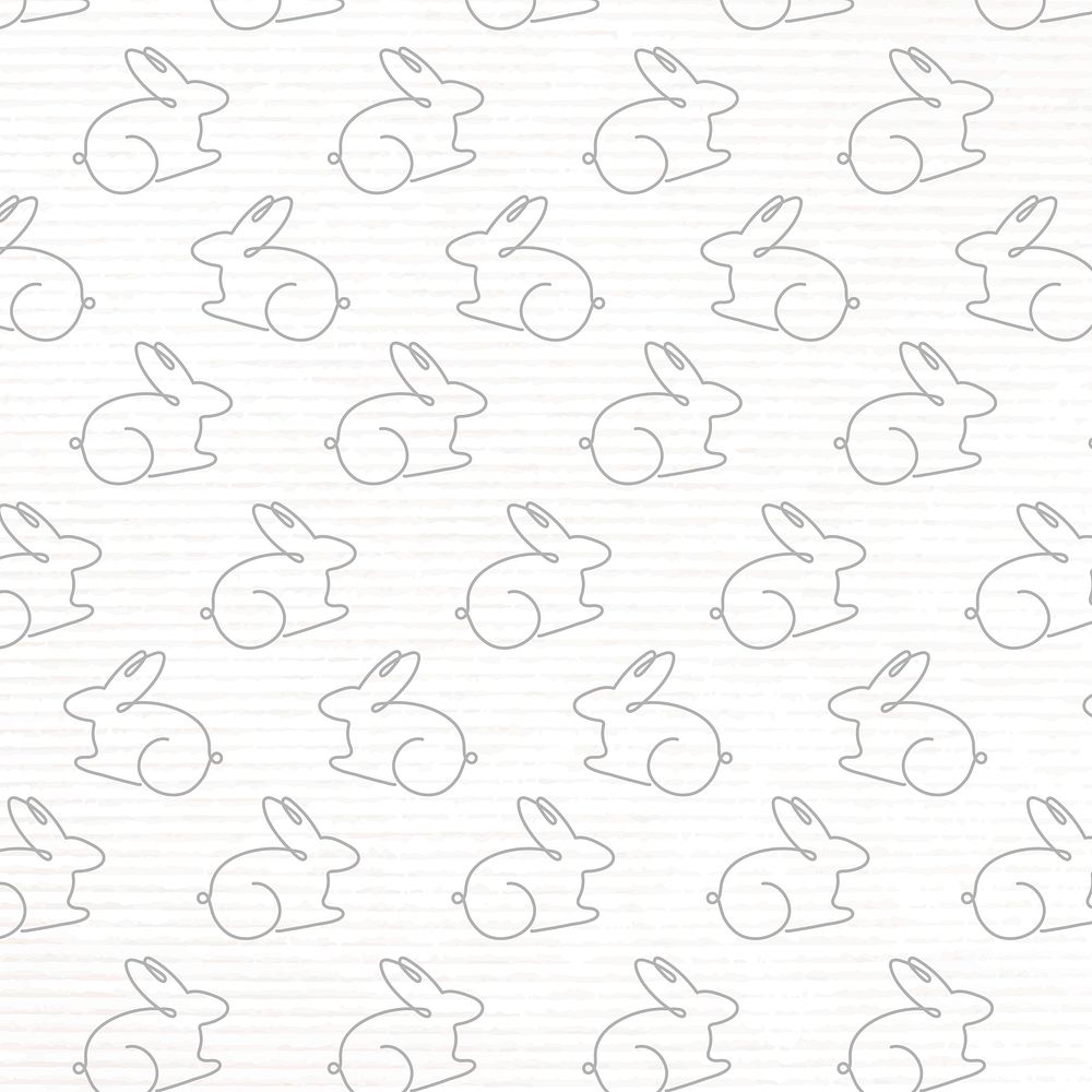 Rabbit seamless pattern, white background line art design