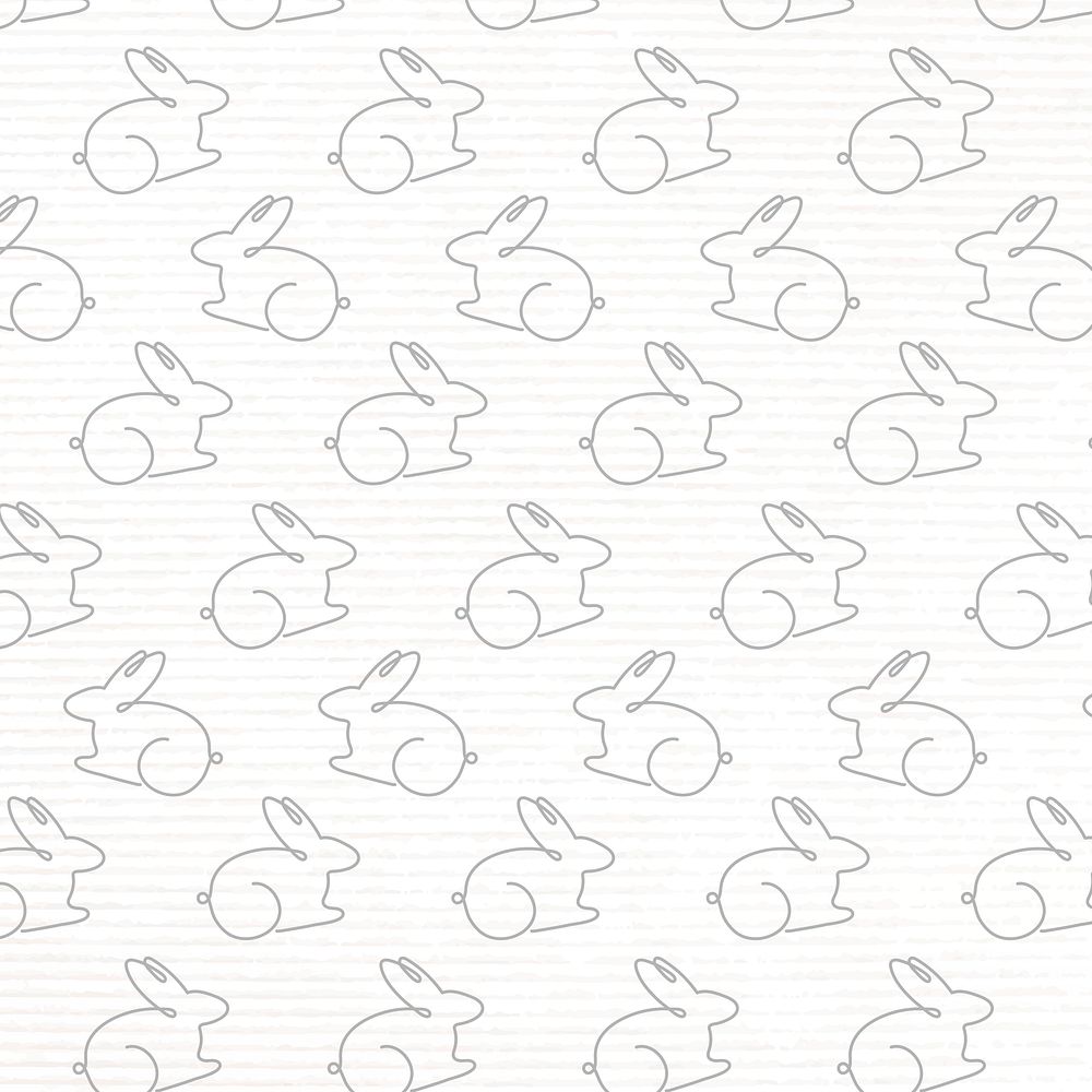 Rabbit seamless pattern, white background line art design psd