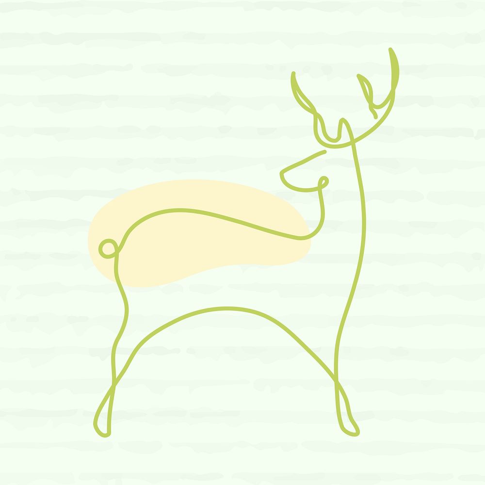 Deer colorful line art animal illustration psd