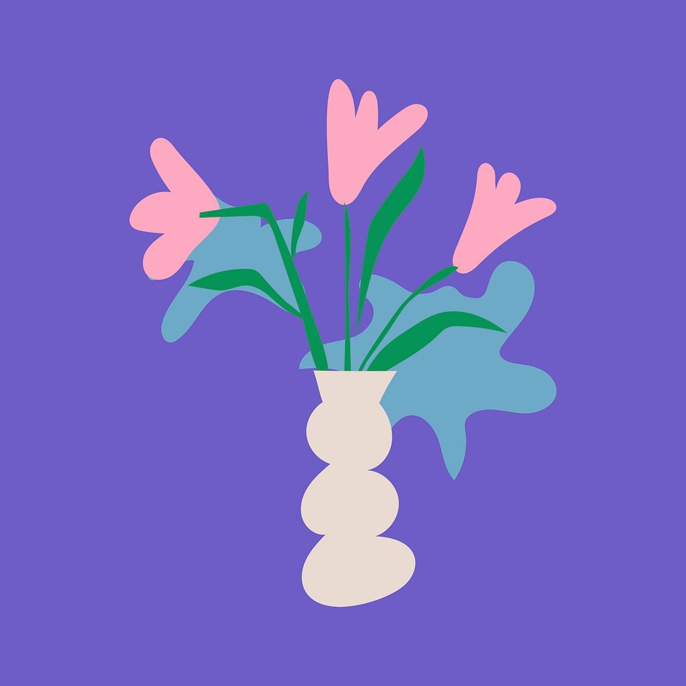 Flower sticker, colorful feminine illustration in retro design psd