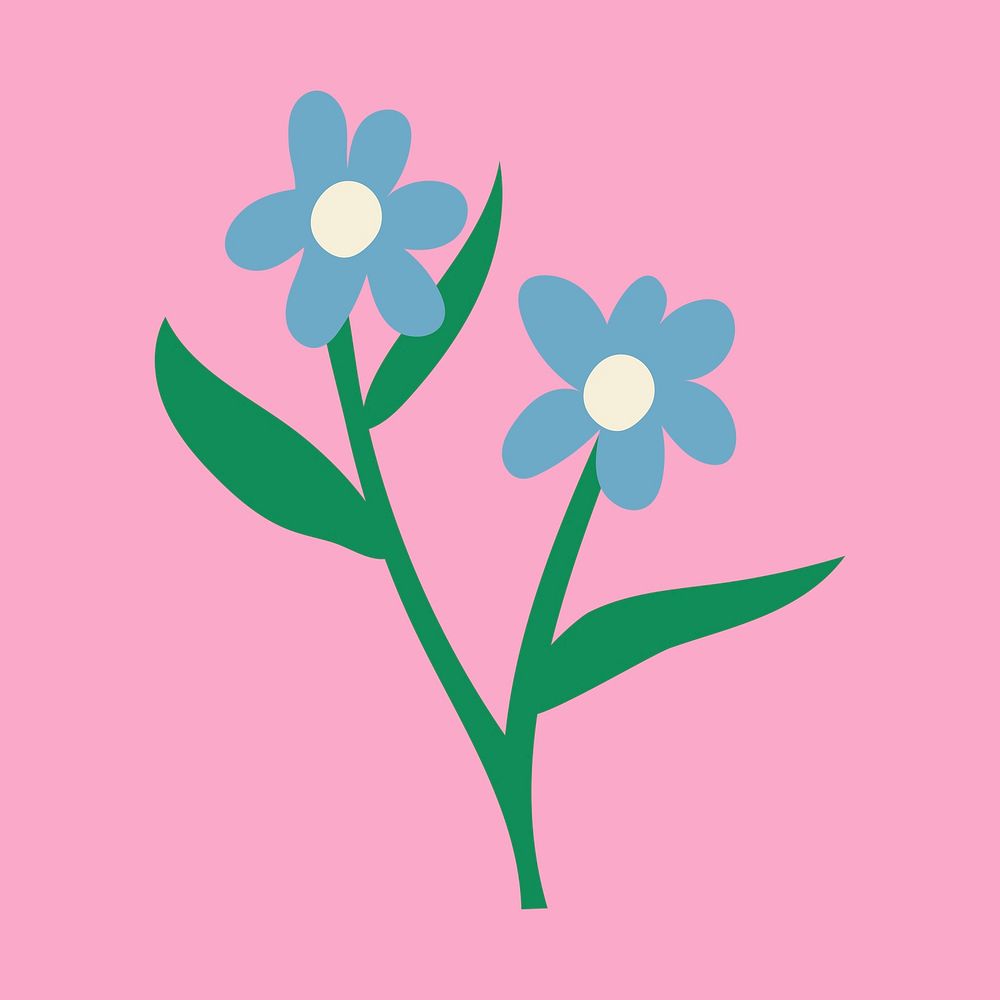 Pink doodle sticker, nature illustration in retro design vector