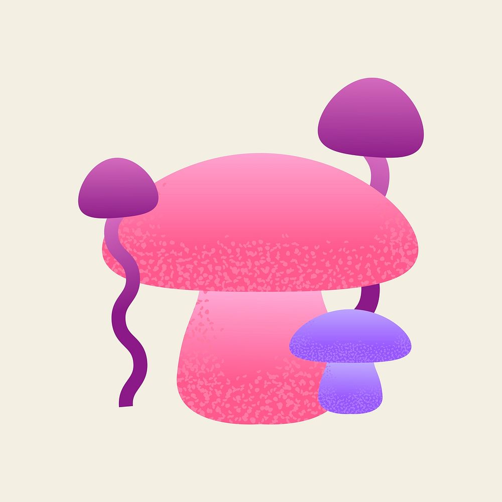 Trippy mushrooms, psychedelic collage element, gradient graphic vector
