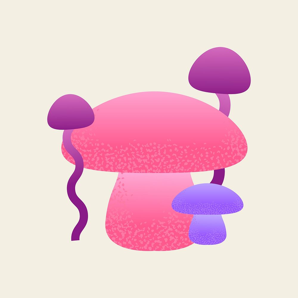 Psychedelic mushrooms, collage element, gradient graphic psd
