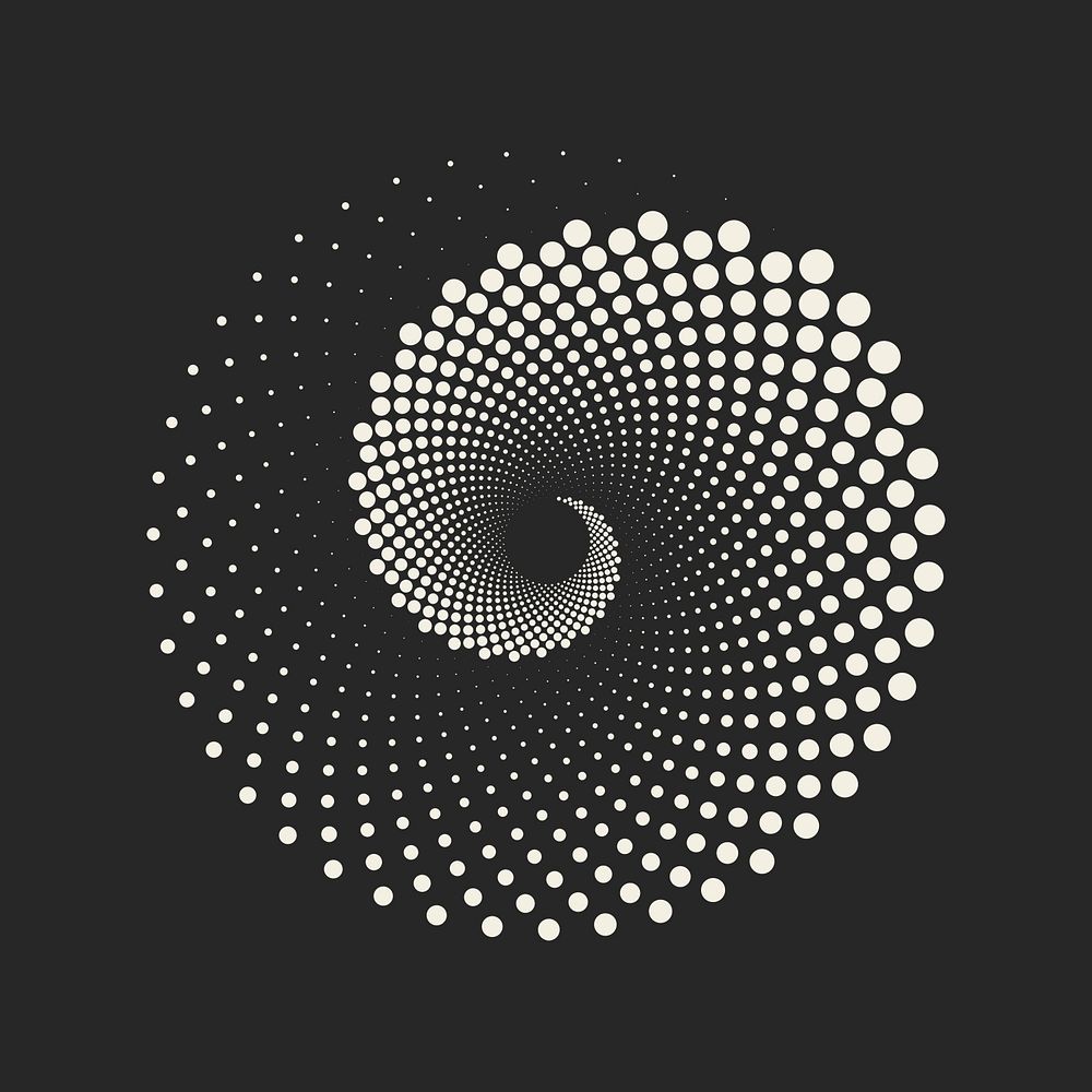 Halftone spiral geometric shape, hypnosis collage element psd