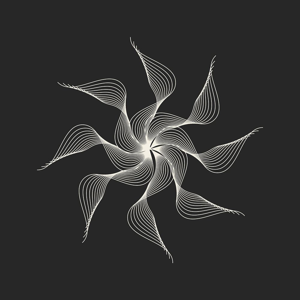 Mesh flower geometric shape, collage element psd