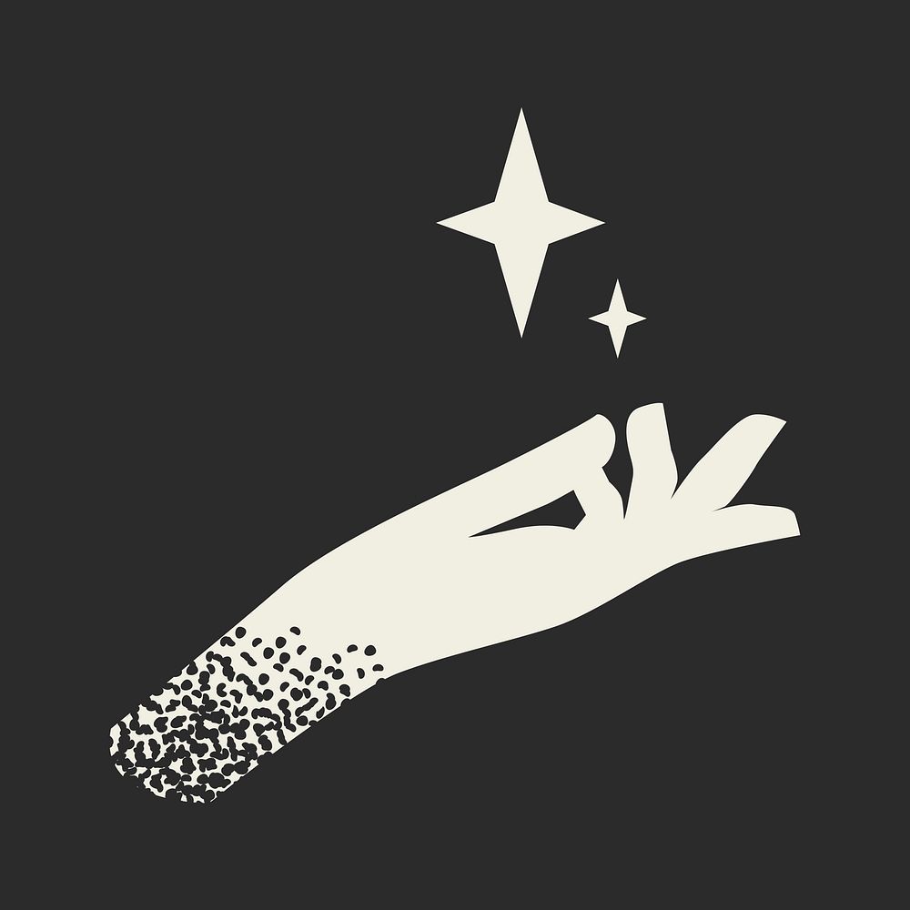 Magical hand shape, collage element vector