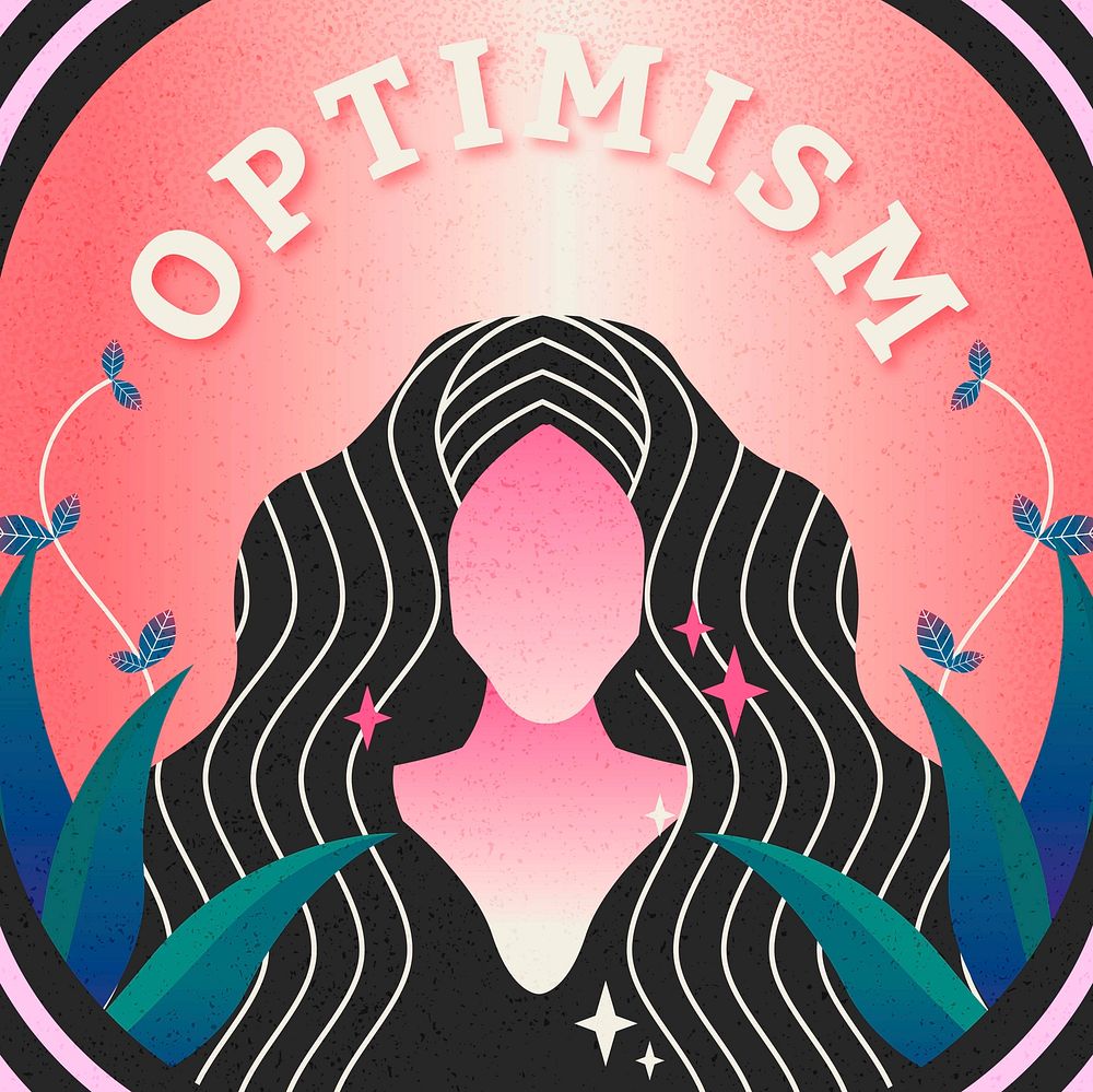 Optimism Instagram post template, feminine energy vector
