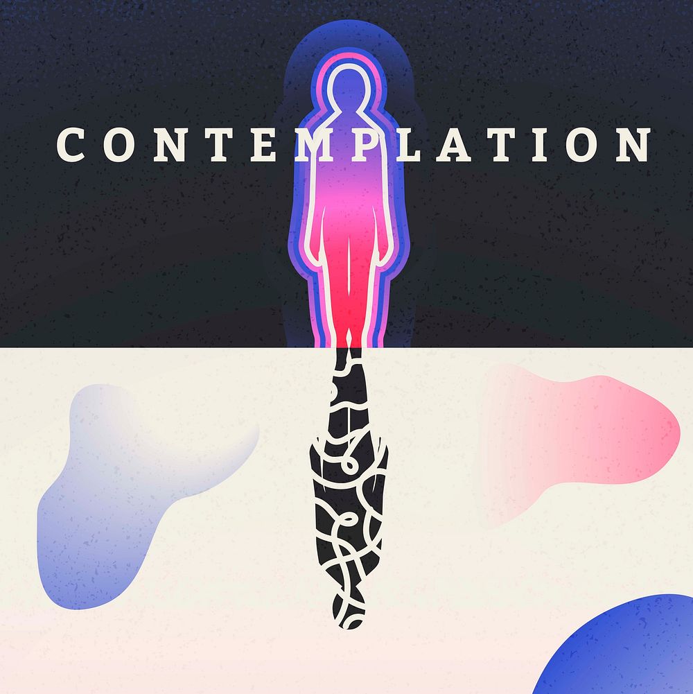 Contemplation Instagram post template, human mind & body design vector