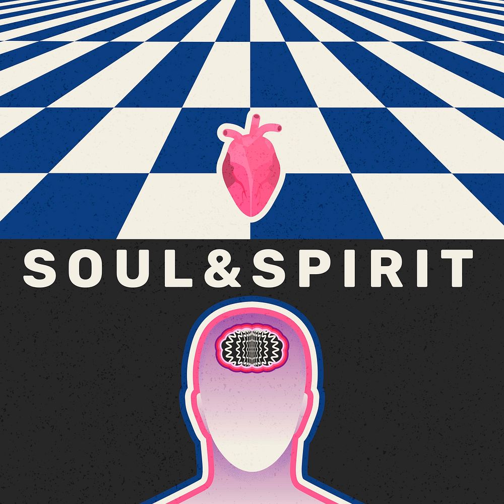 Soul & spirit Instagram post template, surreal art vector