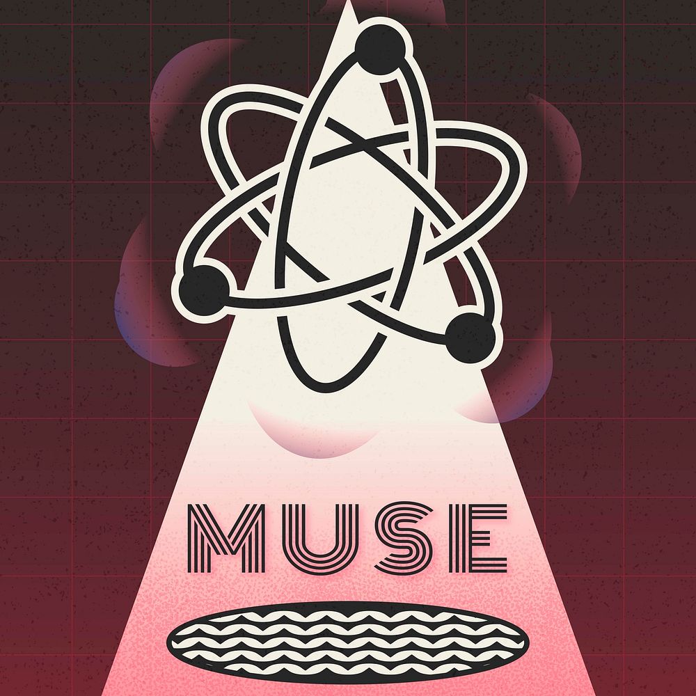 Muse Instagram post template, science atom design vector