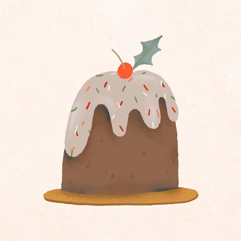 Christmas cake doodle, cute illustration vector
