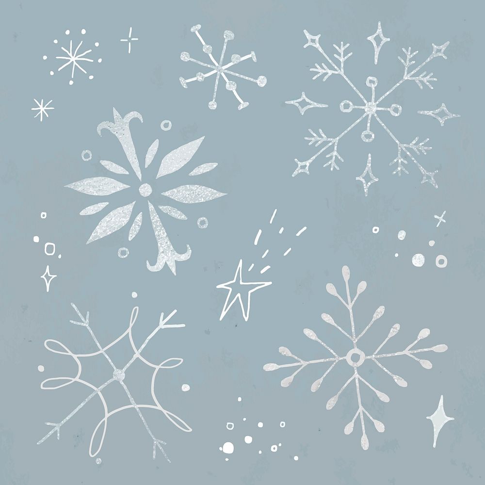 Winter snowflake sticker vector set