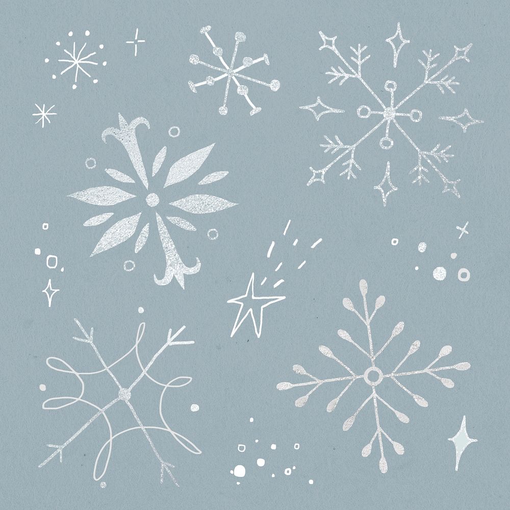 Winter snowflake sticker psd set