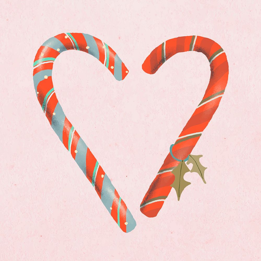 Christmas sticker, candy canes vector, hand drawn illustration