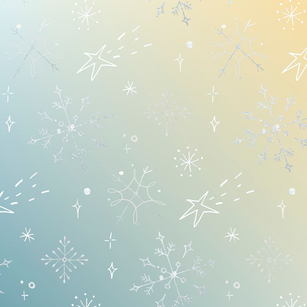 Gradient background, winter snowflake frame illustration psd