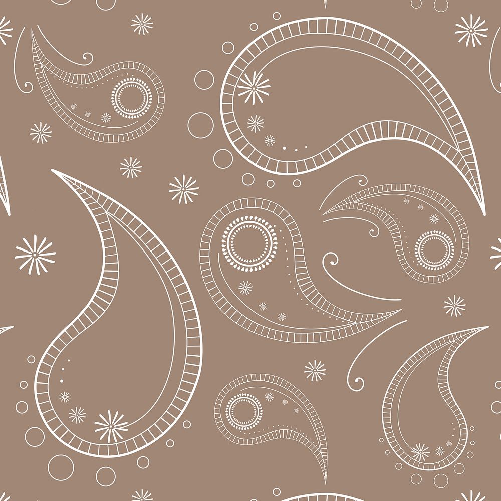 Aesthetic paisley background, brown henna pattern in earth tone psd