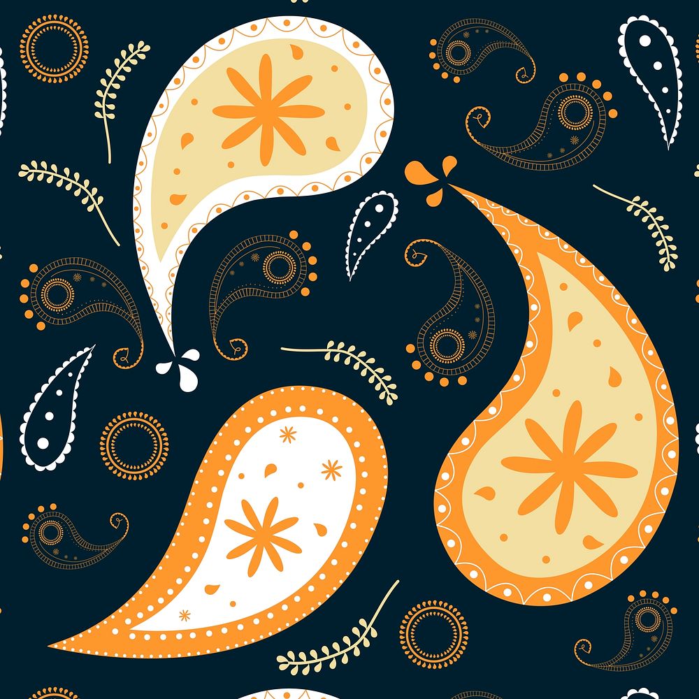 Cute paisley background, floral pattern in abstract orange psd
