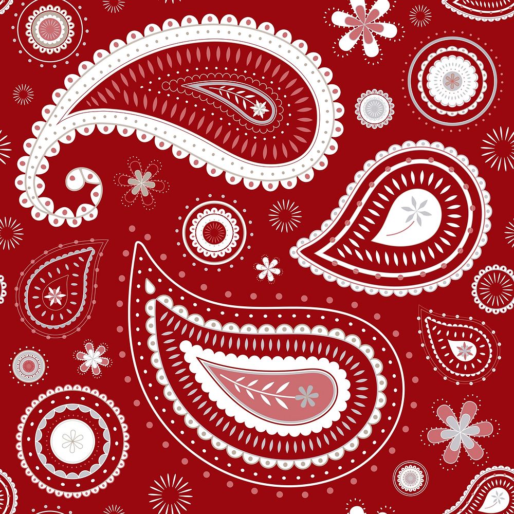 Aesthetic paisley background, red traditional Indian pattern psd